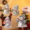 4Pcs/Set Snowman Pendant Christmas Cartoon Pink Snowman 2D Pendant Festive Indoor Outdoor Party Decoration
