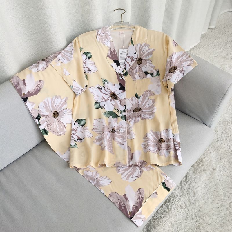 Summer Pajamas Women's Cotton Silk Short Sleeve Thin Suit K-style Homewear Cute Student Loose Plus Size Can Be Outwear