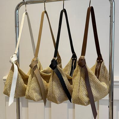 Gewebte Tasche mit großer Kapazität für Damen Sommer-Mode Umhängetasche für Damen Ins College-Studenten Pendeln Spielzeugtasche
