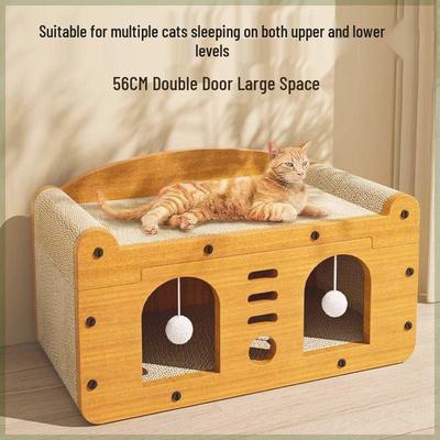 All-Season Durable Cat Scratching Board & Bed - Scratch-Resistant, Non-Shedding, Cat Claw Sharpener & House