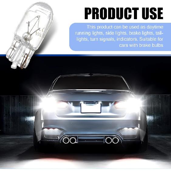 10 PCS T10 Halogen Bulbs, Dashboard Instrument Light, Side Light Replacement Bulbs, Universal for Most Cars (White)