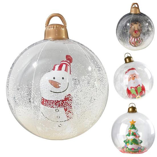 24" Inflatable Christmas Ball with LED Light Outdoor Blow Up PVC Ball