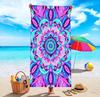 Large Microfiber Beach Towel, Colorful Mandala Print, Sand Free & Quick Dry, for Boho Style Summer Beach Use