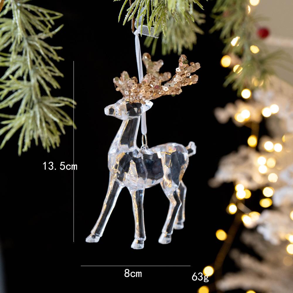 Christmas decorations sequined acrylic transparent pendant snowflake bell pendant Christmas tree pendant