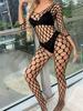 Transparent Fishnet Net Clothing Bodysuit Sexy Women's Underwear Bodystocking Open Crotch Plus Size Sex Lingerie Erotic Costumes