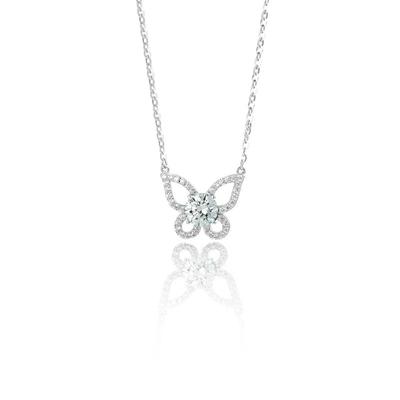 S925 Sterling Silver Moissanite Butterfly 1 Karat Necklace Female Special Interest Light Luxury Design Full Diamond Pendant