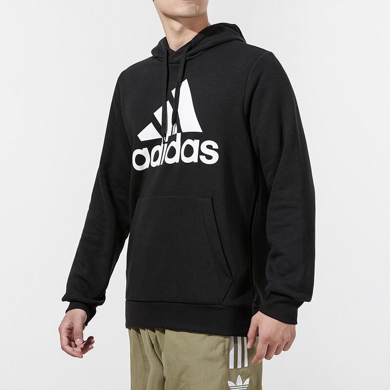 Adidas Large Logo Kangaroo Pocket Hoodie Men Hoodie Black GK9220