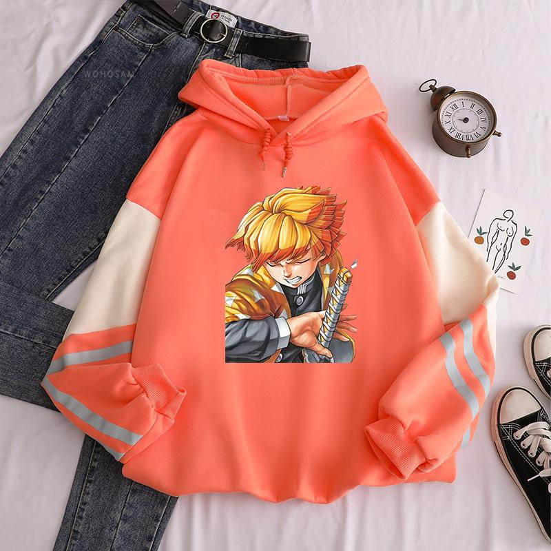 

Demon Slayer Agatsuma Zenitsu манга толстовки для мужчин и женщин модные Harajuku Y2k аниме хип-хоп готический тренд зимние теплые толстовки 4XL оранжевый