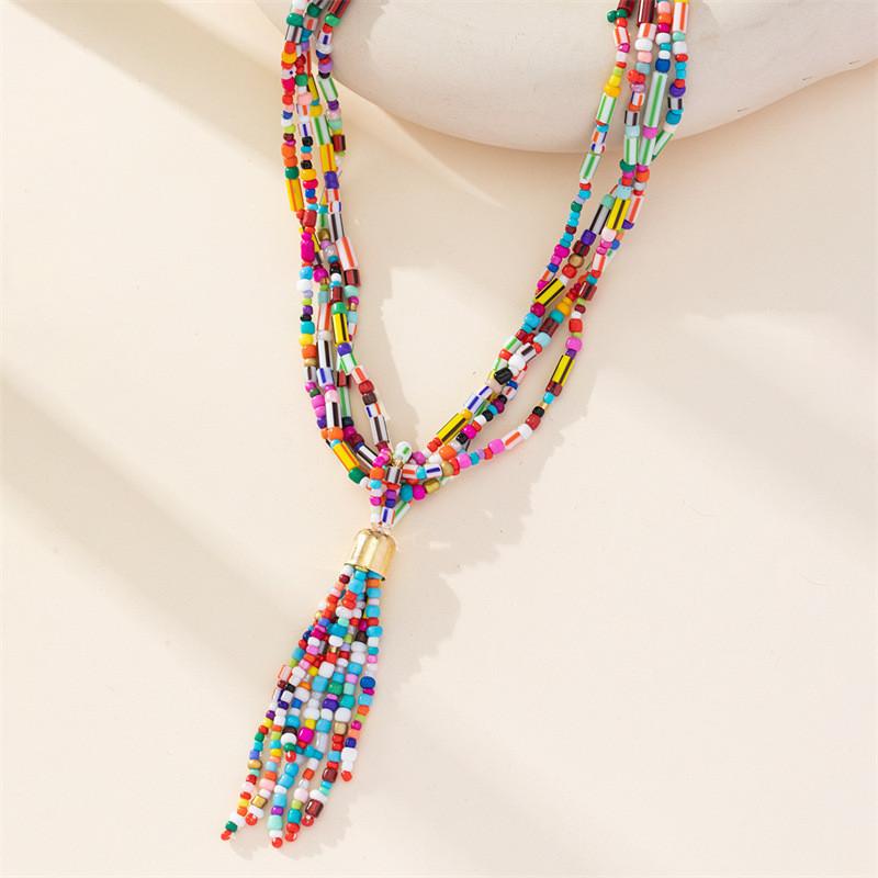 Multilayer Beaded Jewelry With Metal Pendant For Office Casual Women Accessories