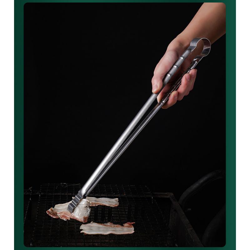 1Pc Outdoor Camping Grill Tongs 45CM ExtraLong Kitchen Tongs Grilling Tongs Clips Stainless Steel Tongs for Cooking Grilling