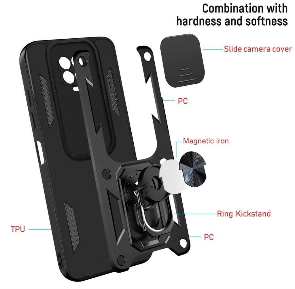 For Redmi Note 9 Pro Car Magnetic Holder Ring Back Cover For Xiaomi Redmi Note9 Pro Case Slide Camera Armor Phone Case