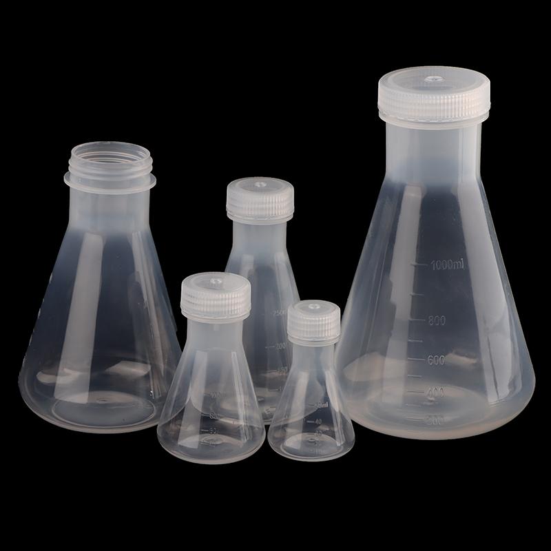 50Ml To 1000Ml Lab Plastic Erlenmeyer Flask Conical Container Bottle With Screw Cap For Laboratory Experiment