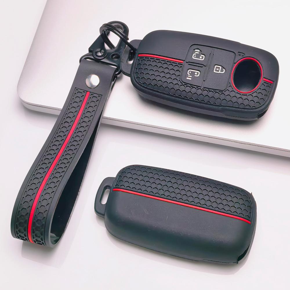 Silicone Key Cover for Toyota Raize Tanto Rex Ativa Daihatsu Rocky Tanto Subaru Rex with Keychain Honeycomb Texture Wear Resistant Key Fob Protector