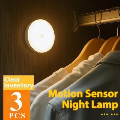 Clear Inventory 8 LED Wireless Motion Sensor USB Rechargeable Night Light Stair Drawers Bookshelves Kitchen Under Cabinet Lamp