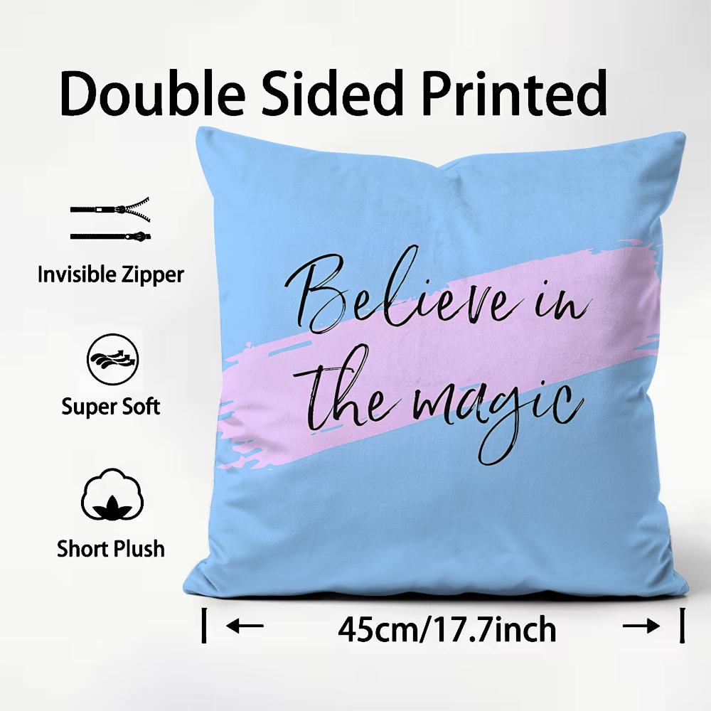 Encouraging Text Ins Cushion Cover Plush Fabric Soft Double-Sided Printed Sofa Warm Winter Home Child Gift Pillow Case