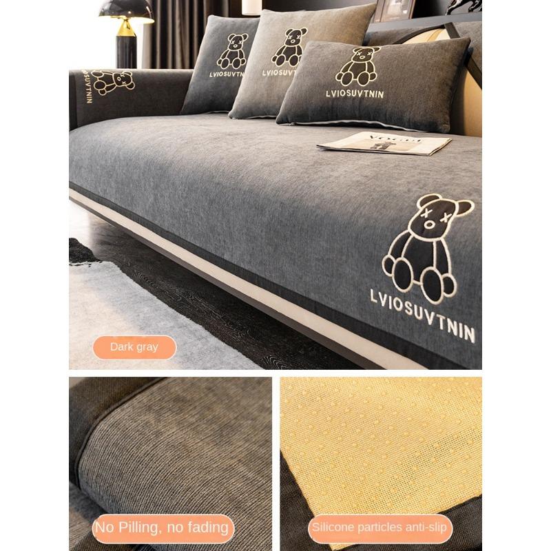 Chenille Sofakissen, Universelle Sofabezug für alle Jahreszeiten, Rutschfest, Einfacher Sofabezug, All-inclusive Leichtes Luxus Sitzkissen