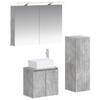 4 Piece Bathroom Furniture Set Concrete Grey Engineered Wood and Glass