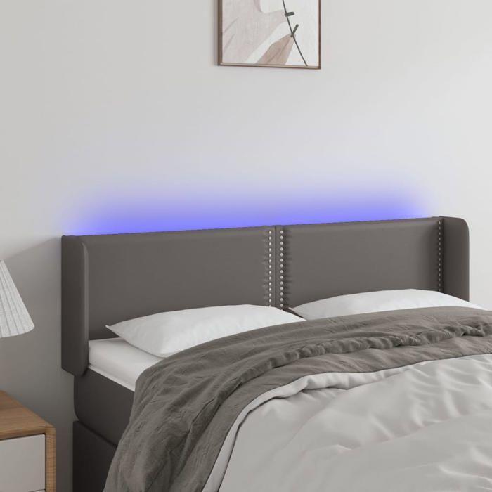 VidaXL LED Headboard Bedroom Furniture Double Bed Accessory Head of Bed Frame Interior Grey 3123190