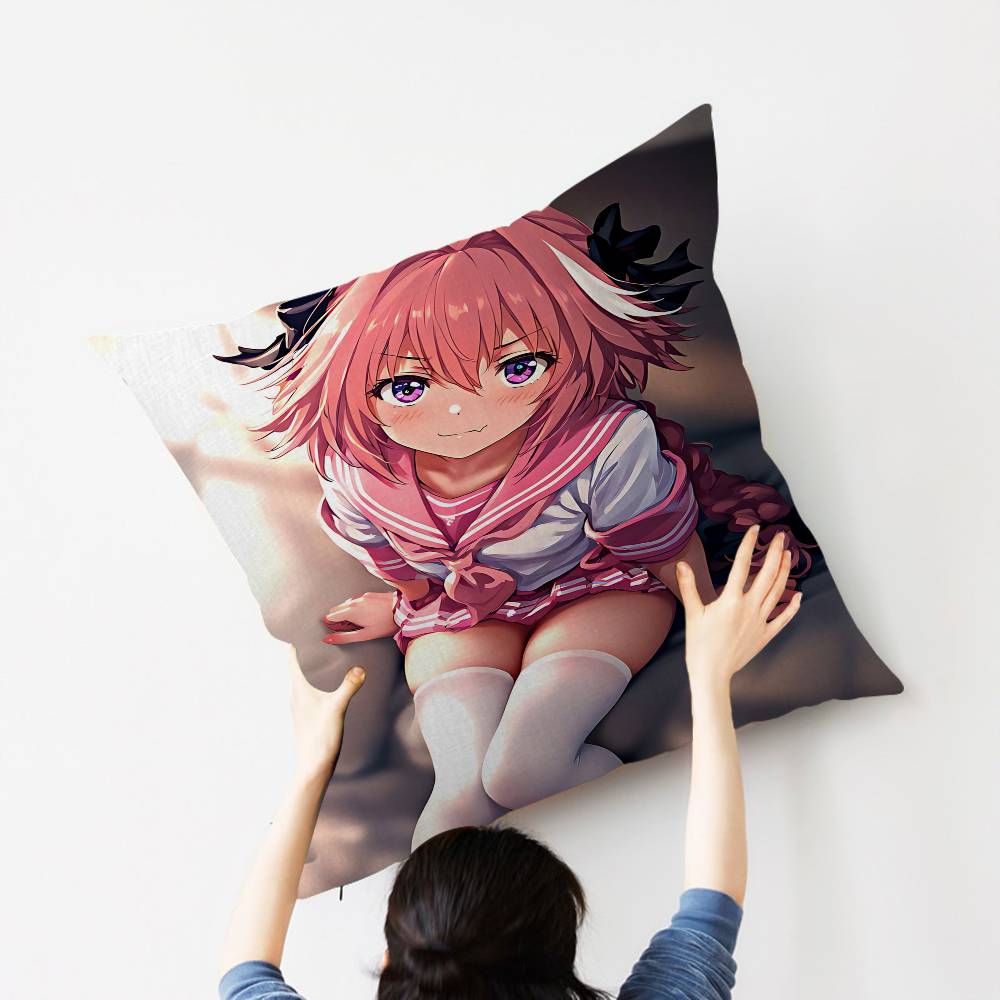 A-Astolfo Pink Cute Anime Girl Maple Design Cushion Cover Happy Autumn Harvest decor Holiday Decorati Pillow Cover