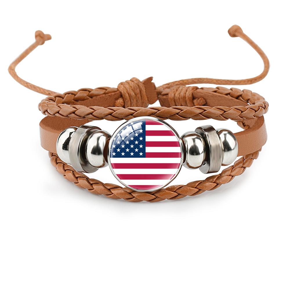 World Cup Leather Bracelet National Flag Soccer Match Souvenir  Adjustable Cowhide Woven Bracelet for Men Women,Sports  Fan Accessories