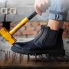 Oulylan Men Cowhide Waterproof Work Boots High-top Puncture-Proof Safety Shoes Steel Toe Anti Smashing Labor Footwear Size 39-48