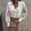 Spring and summer new hot-selling women's solid-color lace splicing shirt shirt women's