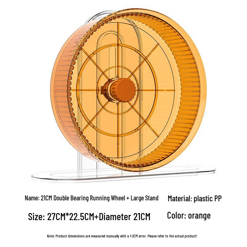 Extra Large Silent Hamster Running Wheel with Stand & Double Bearings - Includes Exercise Flywheel, One-Piece Design, Free Shipping