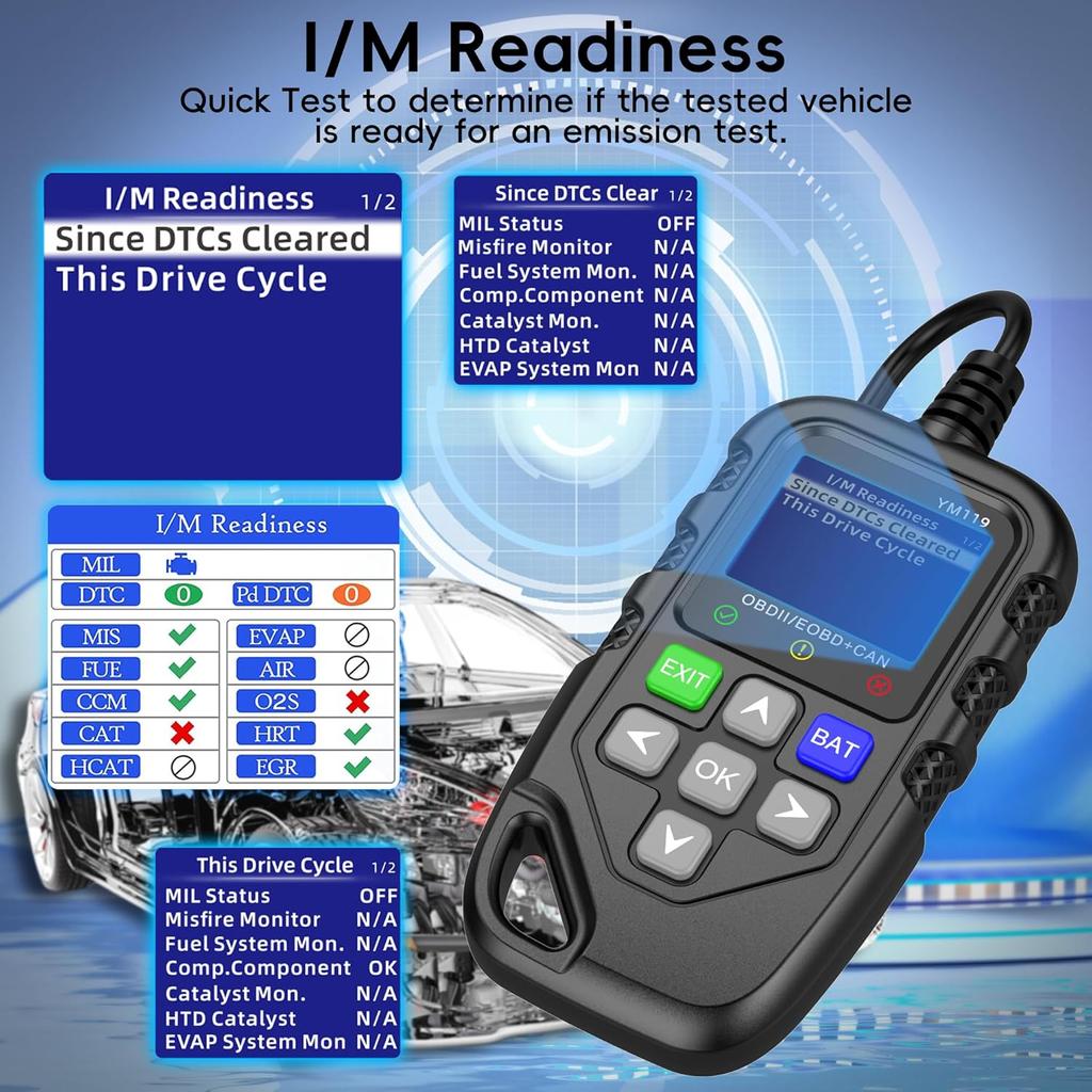 OBD2 Scanner Diagnosewerkzeug, Erweiterter Motorkontrollleuchten-Code-Leser mit Reset OBDII/EOBD Auto-Diagnose-Scan CAN-Werkzeuge für alle Fahrzeuge nach 1996