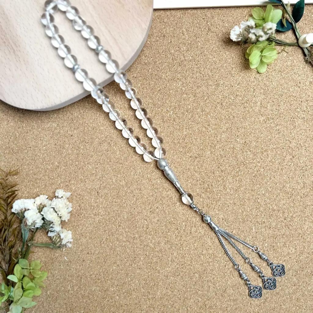 10mm 33pcs Glass Tassel Turkish Muslim Rosary Islamic Prayer Beads Bracelet for Women Jewelry Tasbih Tasbeeh Allah Mohammed