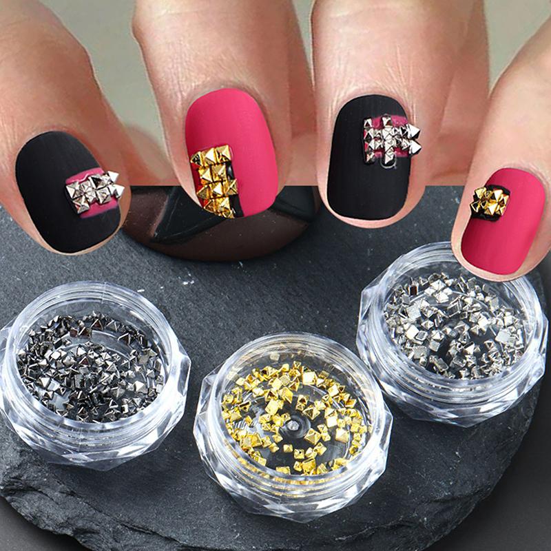 Punk Square Rivet Nail Decoration Nail Parts Charms Metal Rivet Manicure Supplies Mini Sparkling Nail Decoration Accessories