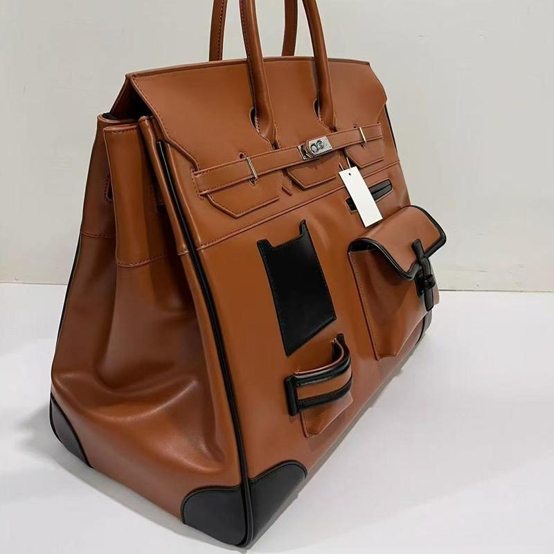 Direktverkauf ab Werk Lederstruktur splicing Lederhandtasche große Kapazität Reisetasche Umhängetasche Messenger Bag