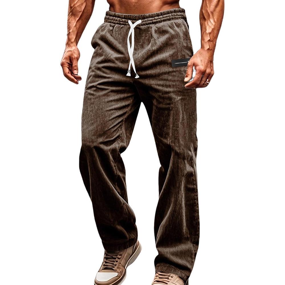 Men's Striped Corduroy Casual Pants Autumn Spring Loose Fashion Cargo Straight Pants Fitness Sports Hip Hop Pants