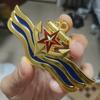 Navy-themed red five-pointed star ship anchor car emblem 3D metallic wing car sticker personalized body decoration badge