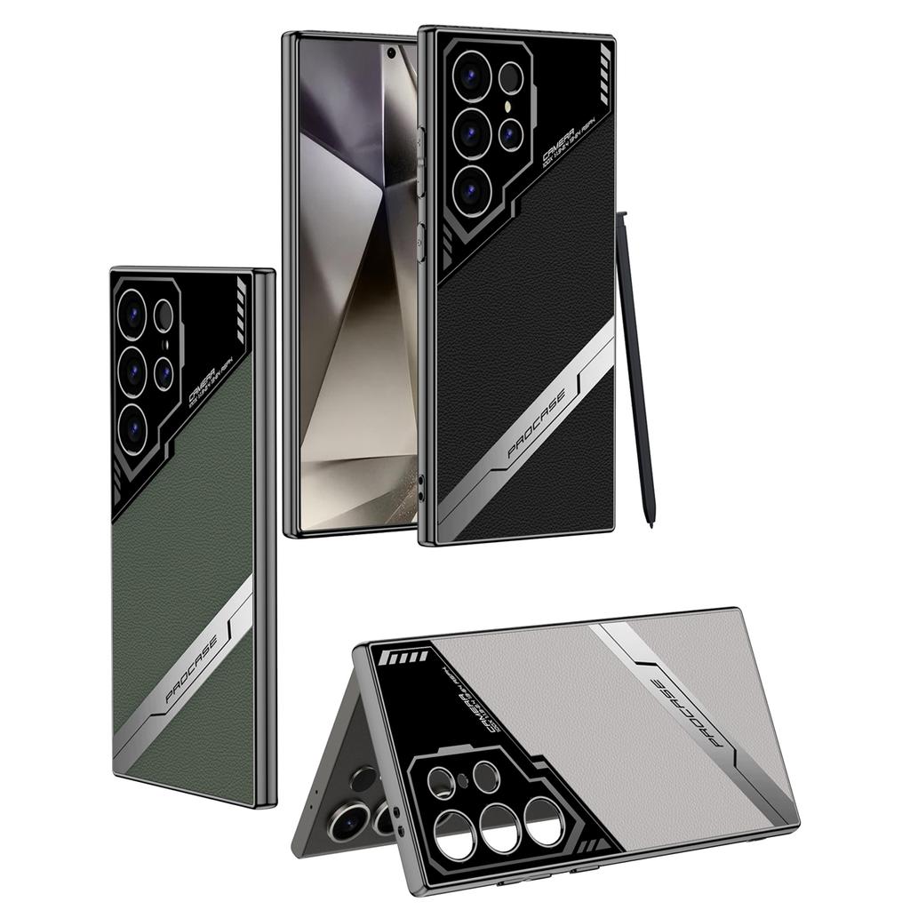 Original Leather Shockproof Phone Cover For Samsung Galaxy S23 S24 S25 Ultra 5G Luxury Hard PC S24Ultra S25Ultra Protection Case