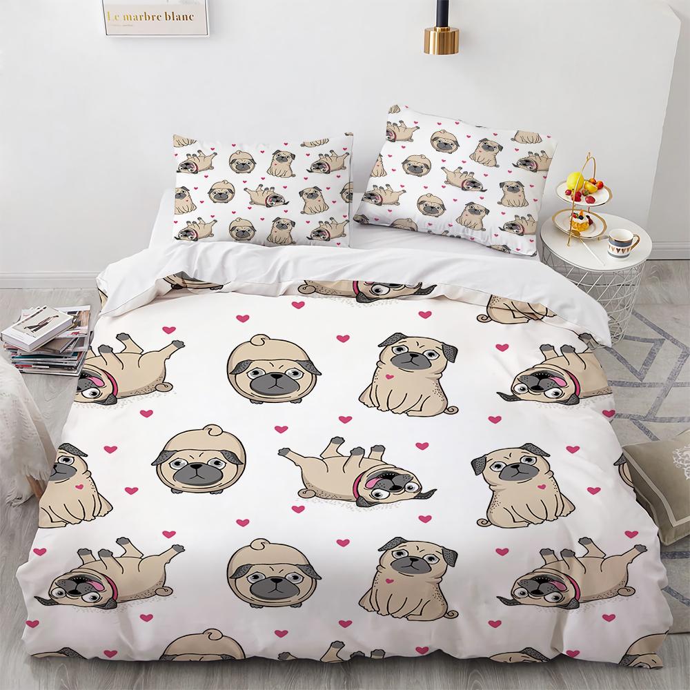 French Bulldog Bedding Set Children Boys Girls Duvet Cover Cartoon Puppy 3pcs Single Double Twin Full King Size Duvet Cover Set