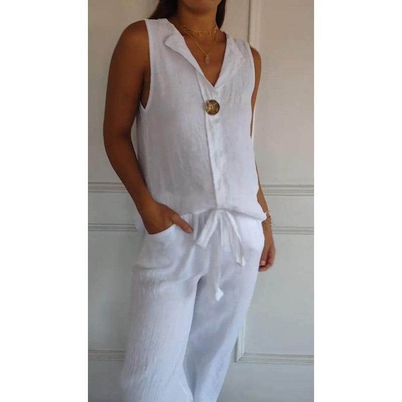 Fashion V-neck Sleeveless Casual Women Summer Shirt Plus Size Female Loose Streetwear Office Simple Blouse Solid Color Tops Women's Clothing