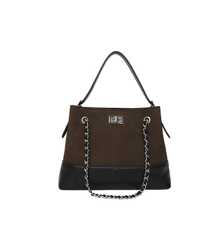 

2025 Новая женская сумка-тоут через плечо на цепочке: Вместительная сумка через плечо из оленьей кожи для поездок на работу чёрный