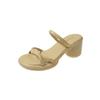 Fairy Style Thick Heel Cool Slippers Female Summer Wear 2025 New Fashion Word with High Heels Foot Cover Women Half Drag