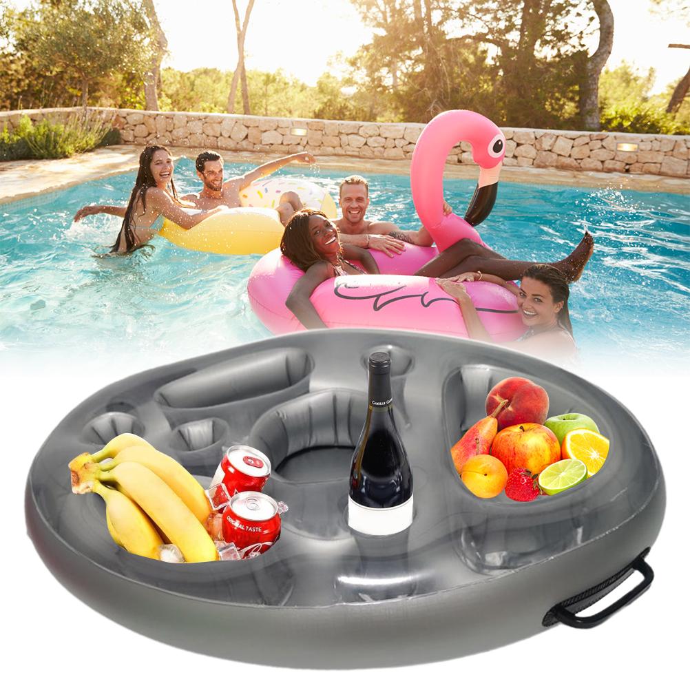Portable Summer Party Bucket Cup Holder Inflatable Floating Drink Holder Multiple Holes Beverage Cooler Tray