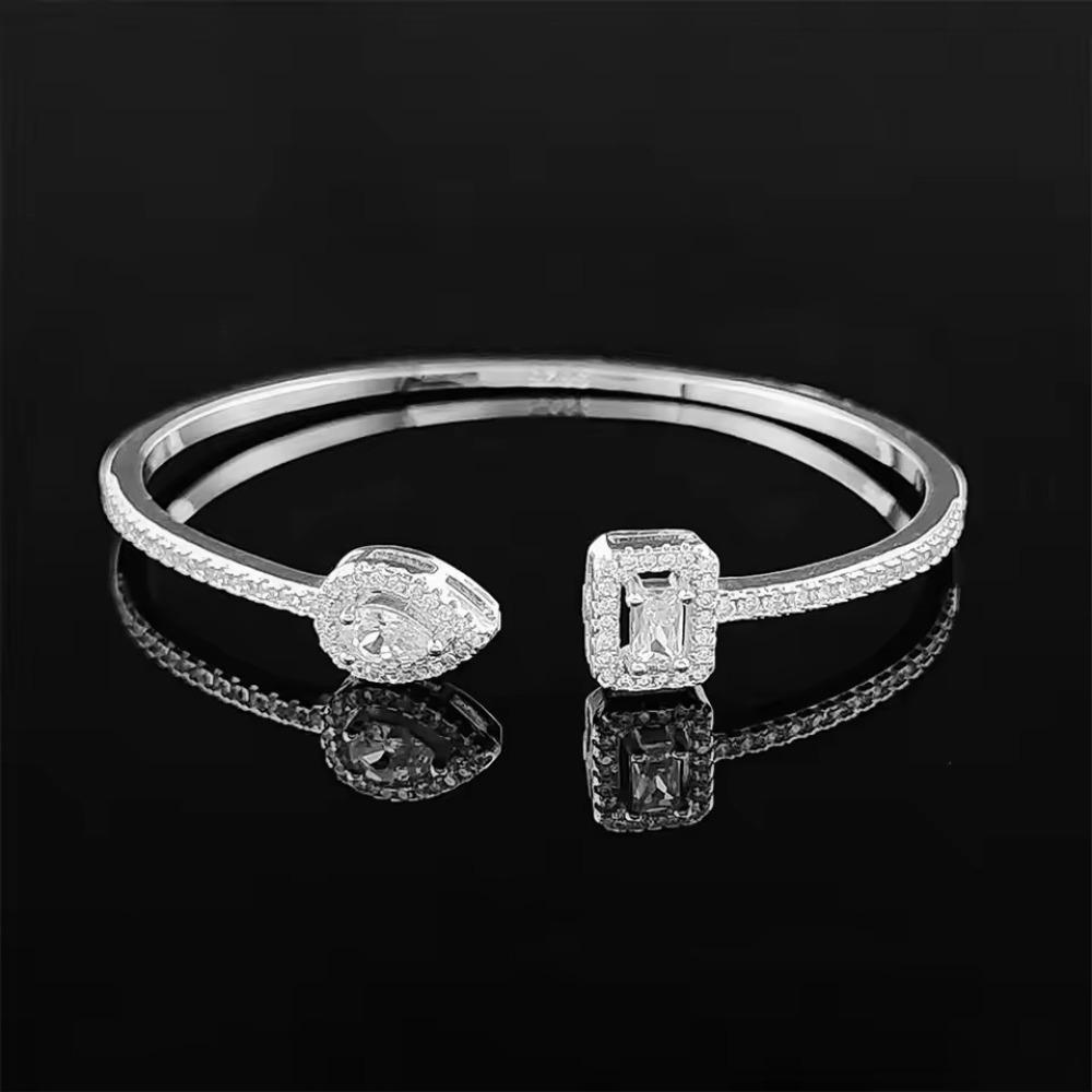 Waterproof Cubic Zirconia Cuff Bracelet Handmade Adjustable Open Bangle  Female Lady Girl