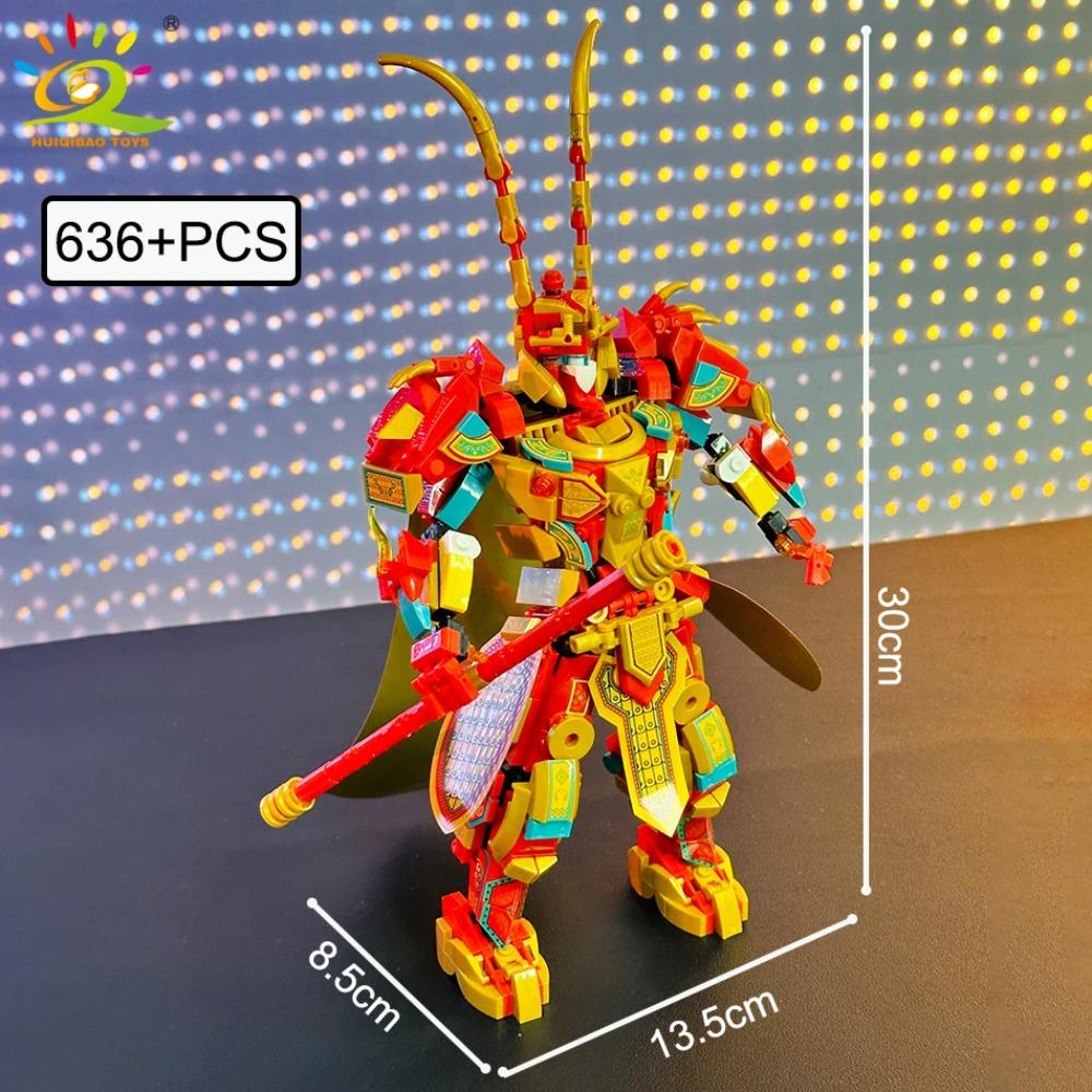 HUIQIBAO Moc Monkey King Series Wukong Mecha Building Blocks Bricks Assembling Construction Toys for Children and Boys Gifts