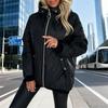Yousheng Women Down Coat Hooded Drawstring Long Sleeve Solid Color Cotton Jacket with Pockets Lightweight Warm Outerwear