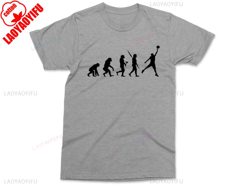 Basketball Evolution TShirt Boyfriend Gift Basketballs Apparel Funny Men Clothing Crewneck for Men Graphic T Shirts Cotton Tee