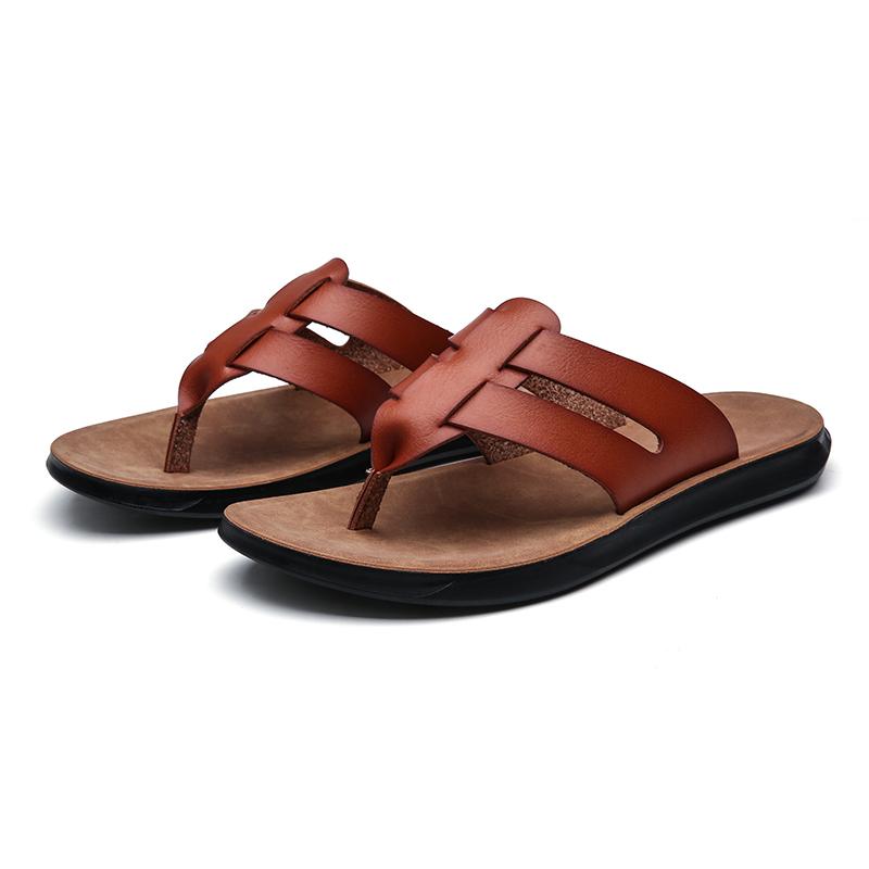 Herren Zehentrenner Kunstleder Hausschuhe Strandschuhe Sommer Lässig Chanclas Hombre Infradito Uomo Japonki