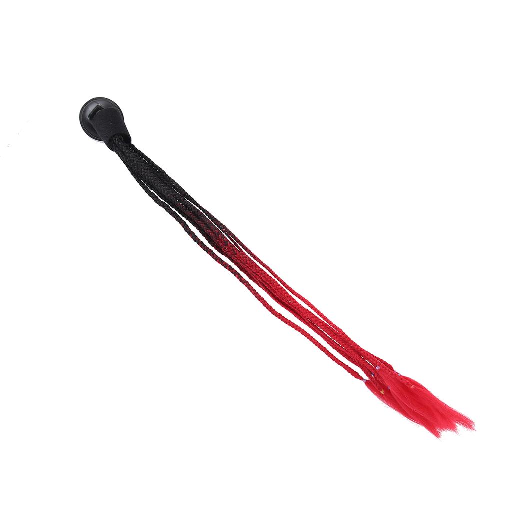Helmet Braids Suction Cup Punk Style Motorcycle Helmet Pigtails Ponytail Gradient ColorBlack Red