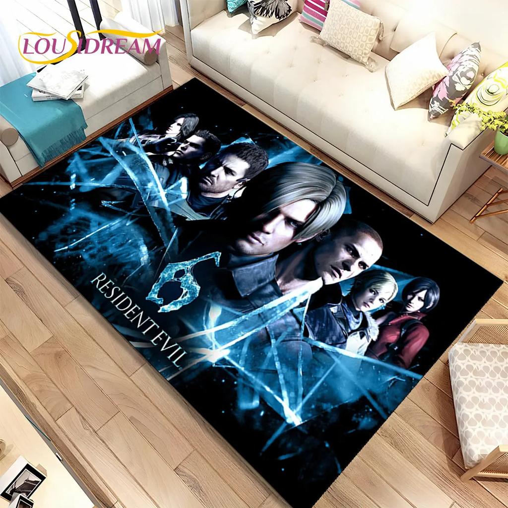 3D R-Resident Evil Games Gamer Area Rug,Carpet Rug for Living Room Bedroom Sofa Doormat Decoration, Kids Play Non-slip Floor Mat