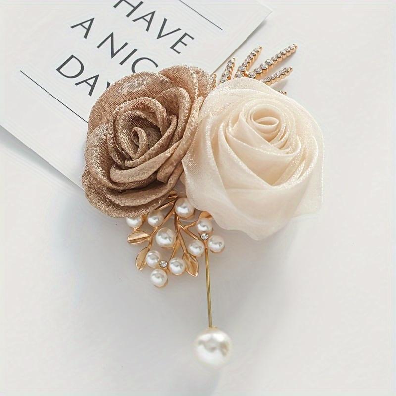 1PC Beautiful Rose with Metal High-end Groom Best Man Bride Bridesmaid Corsage for Wedding Parties