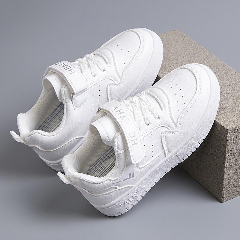

Campus little white shoes 2025 new boys board shoes girls low-top leather mesh white soft sole light sports shoes 25 yards inner length 16.2CM
