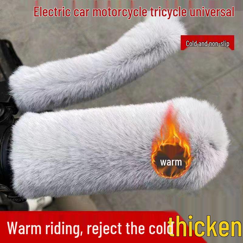

Winter Cold-Proof Faux Fur Handlebar Gloves for Electric Vehicles, Motorcycles & Tricycles One Size