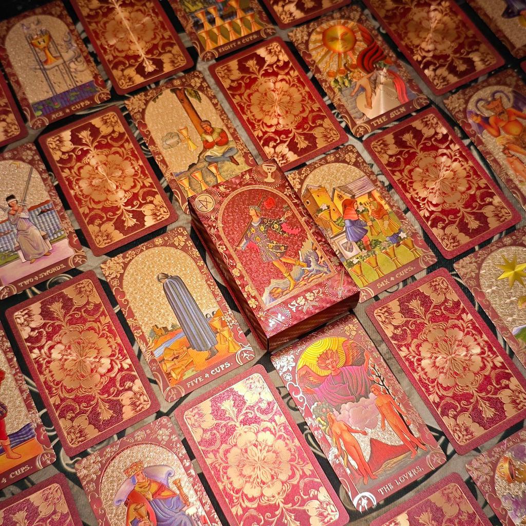Waite Tarot Gold Foil Cards: Original Tarot Deck with Color Printed, Waterproof Cards & English Guide. Perfect for Table Gameplay.